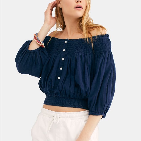 Free People Dancing Till Dawn Off Shoulder Top - Picture 1 of 1